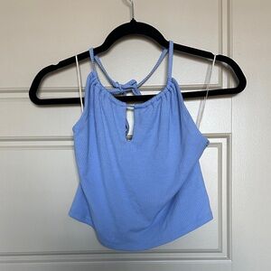 Wilfred Sky Blue Ribbed Halter Top